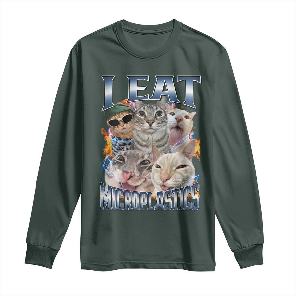 Funny Cat Meme Long Sleeve Shirt I Eat Microplastics - African Pride