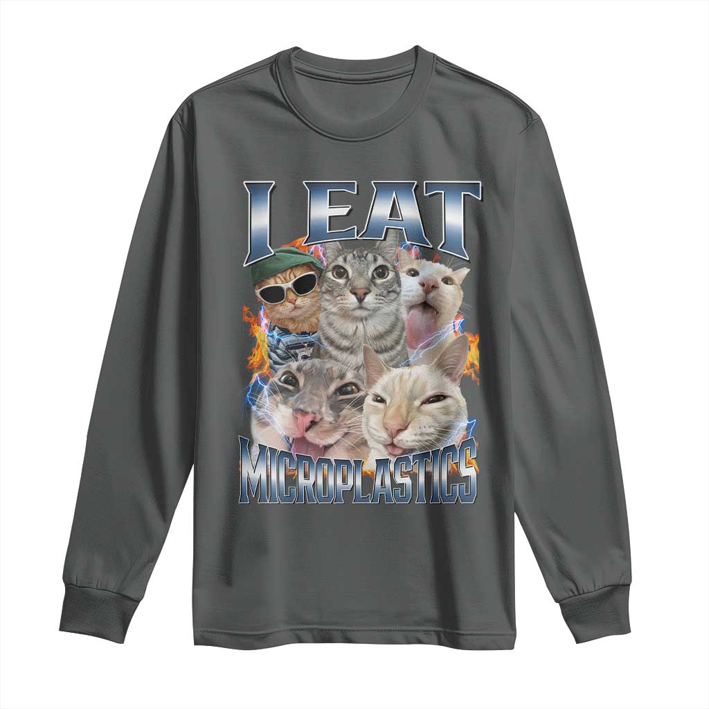Funny Cat Meme Long Sleeve Shirt I Eat Microplastics - African Pride
