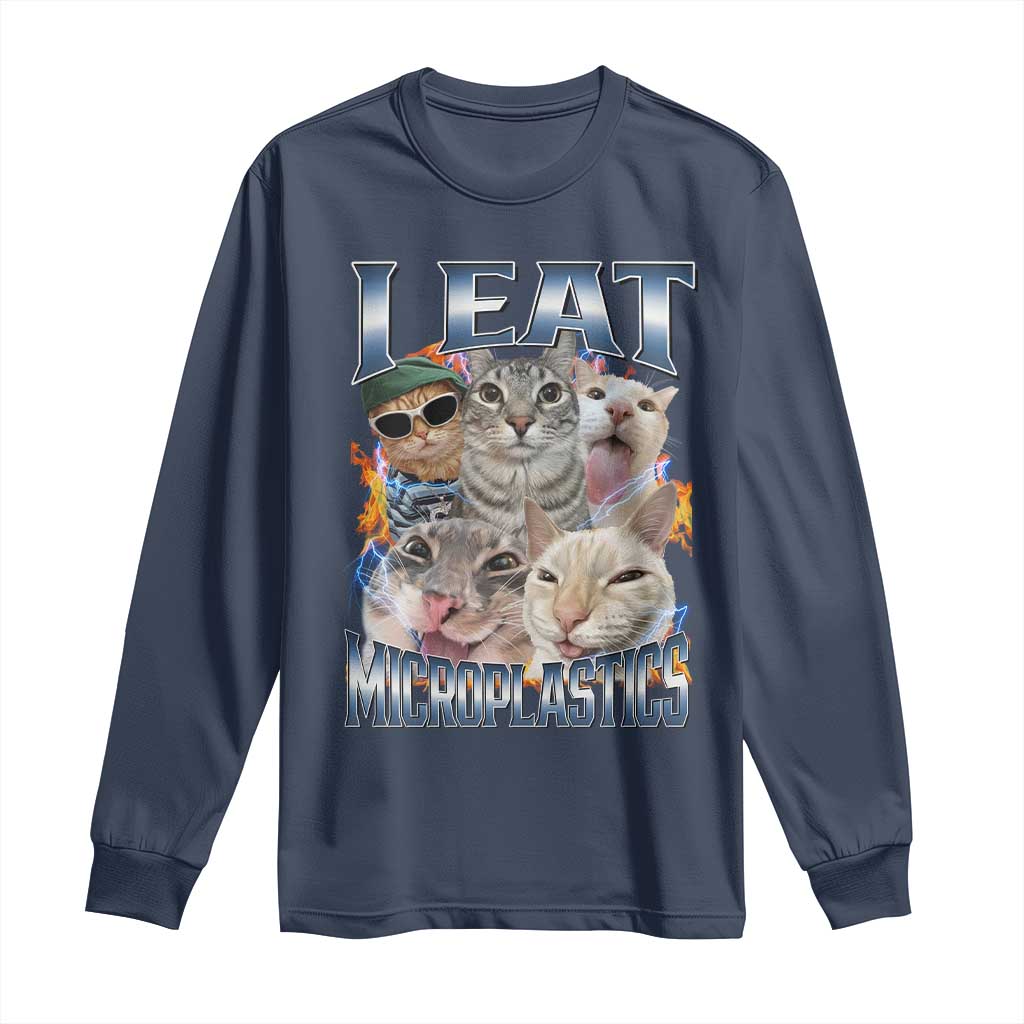 Funny Cat Meme Long Sleeve Shirt I Eat Microplastics - African Pride