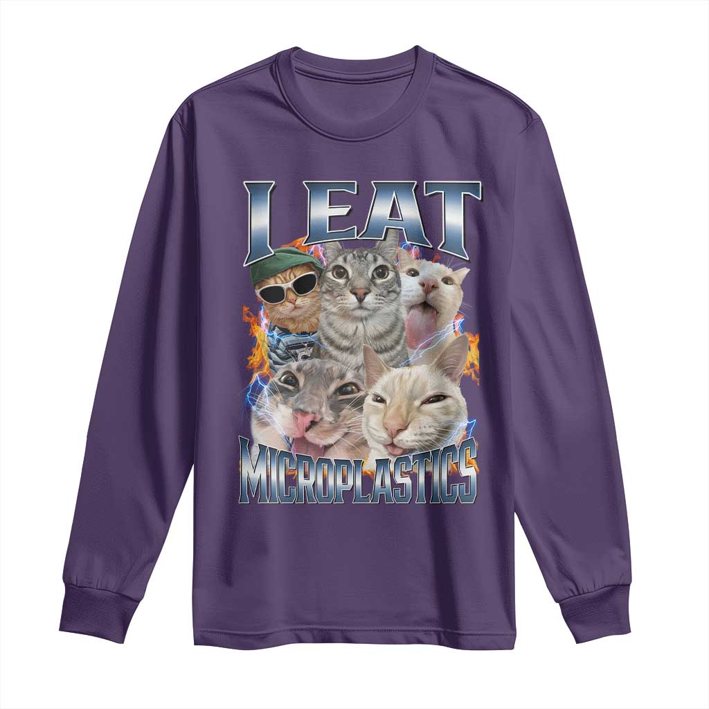 Funny Cat Meme Long Sleeve Shirt I Eat Microplastics - African Pride
