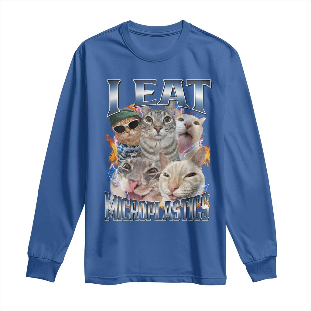 Funny Cat Meme Long Sleeve Shirt I Eat Microplastics - African Pride