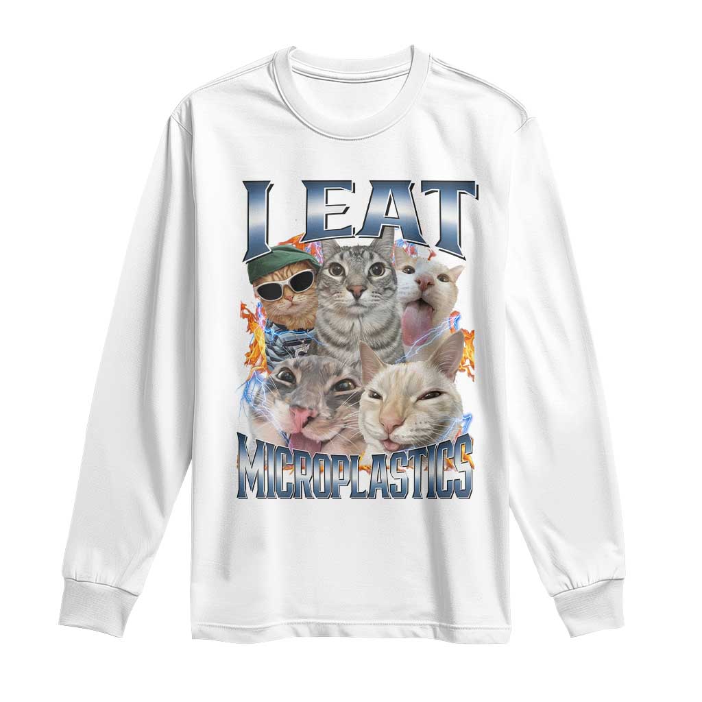 Funny Cat Meme Long Sleeve Shirt I Eat Microplastics - African Pride