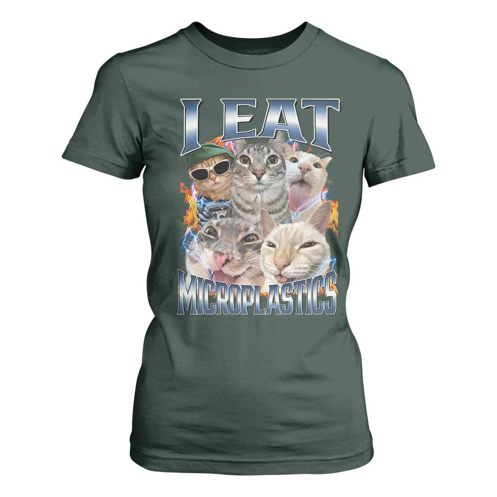 Funny Cat Meme T Shirt For Women I Eat Microplastics - African Pride