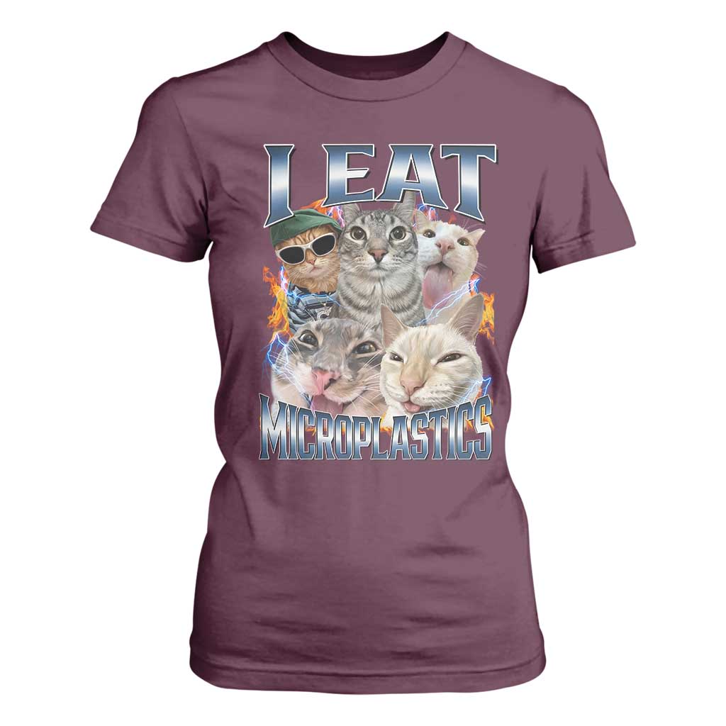 Funny Cat Meme T Shirt For Women I Eat Microplastics - African Pride