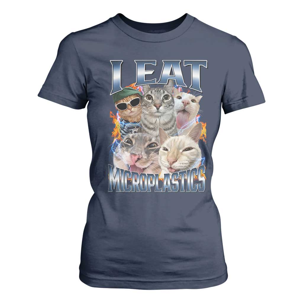 Funny Cat Meme T Shirt For Women I Eat Microplastics - African Pride