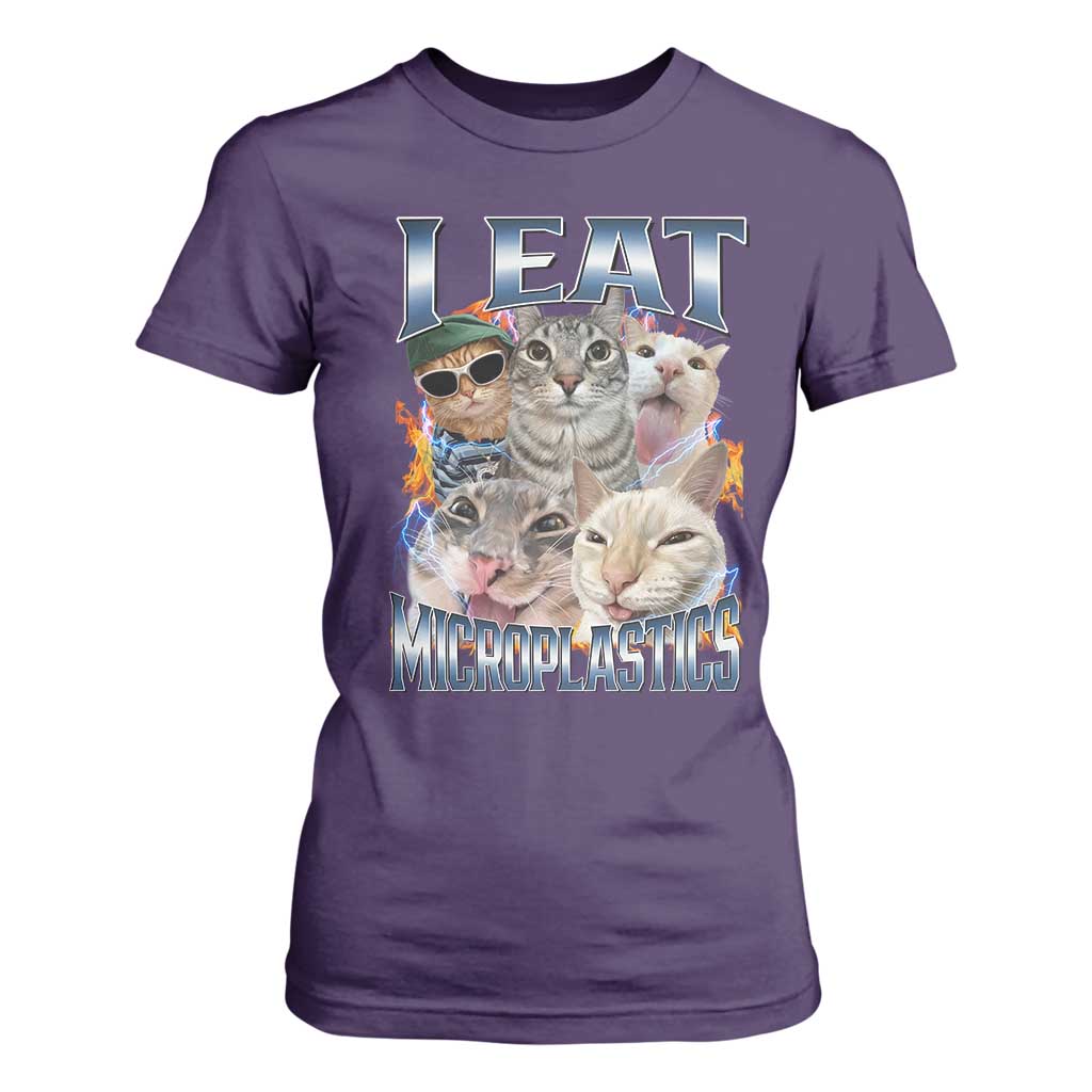 Funny Cat Meme T Shirt For Women I Eat Microplastics - African Pride