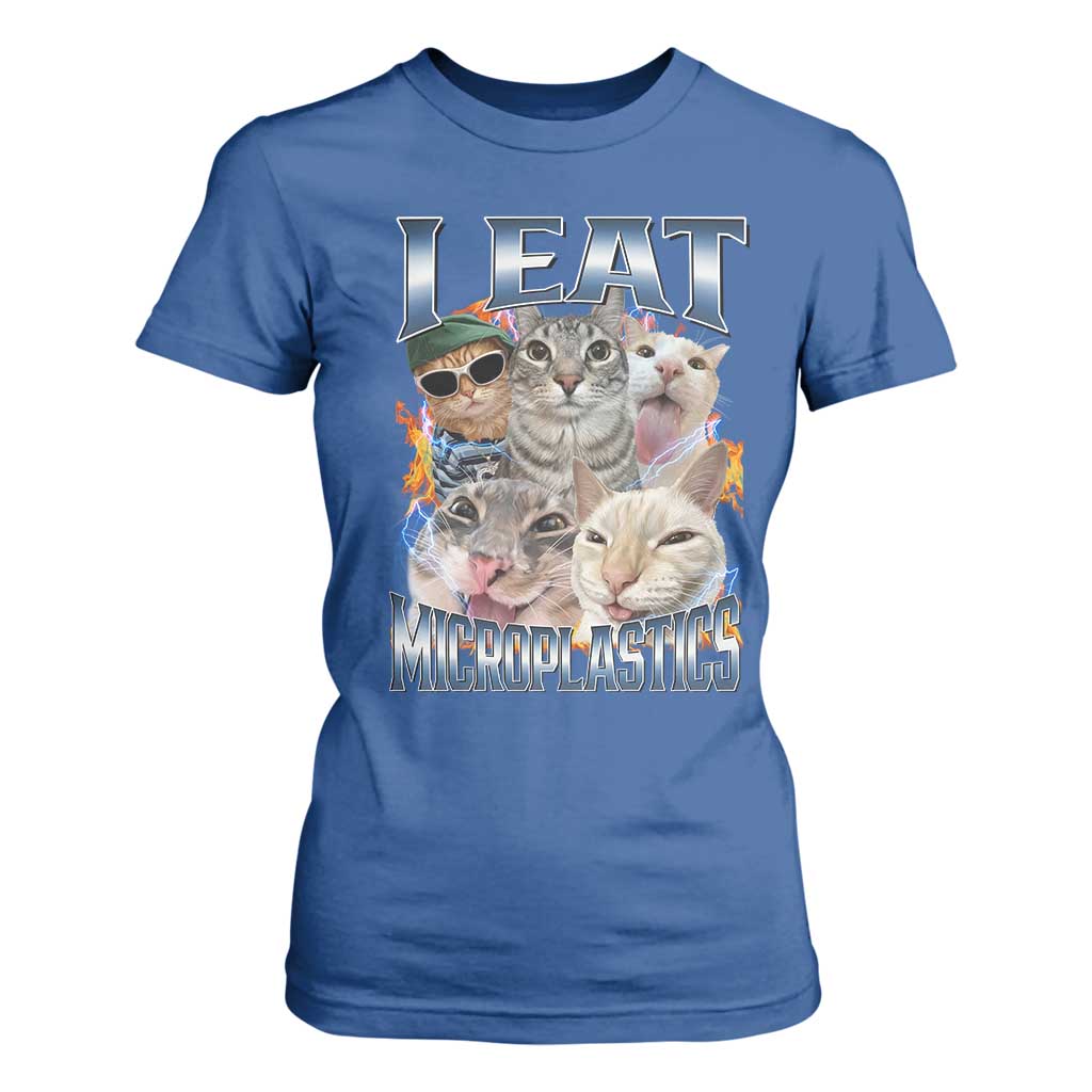 Funny Cat Meme T Shirt For Women I Eat Microplastics - African Pride