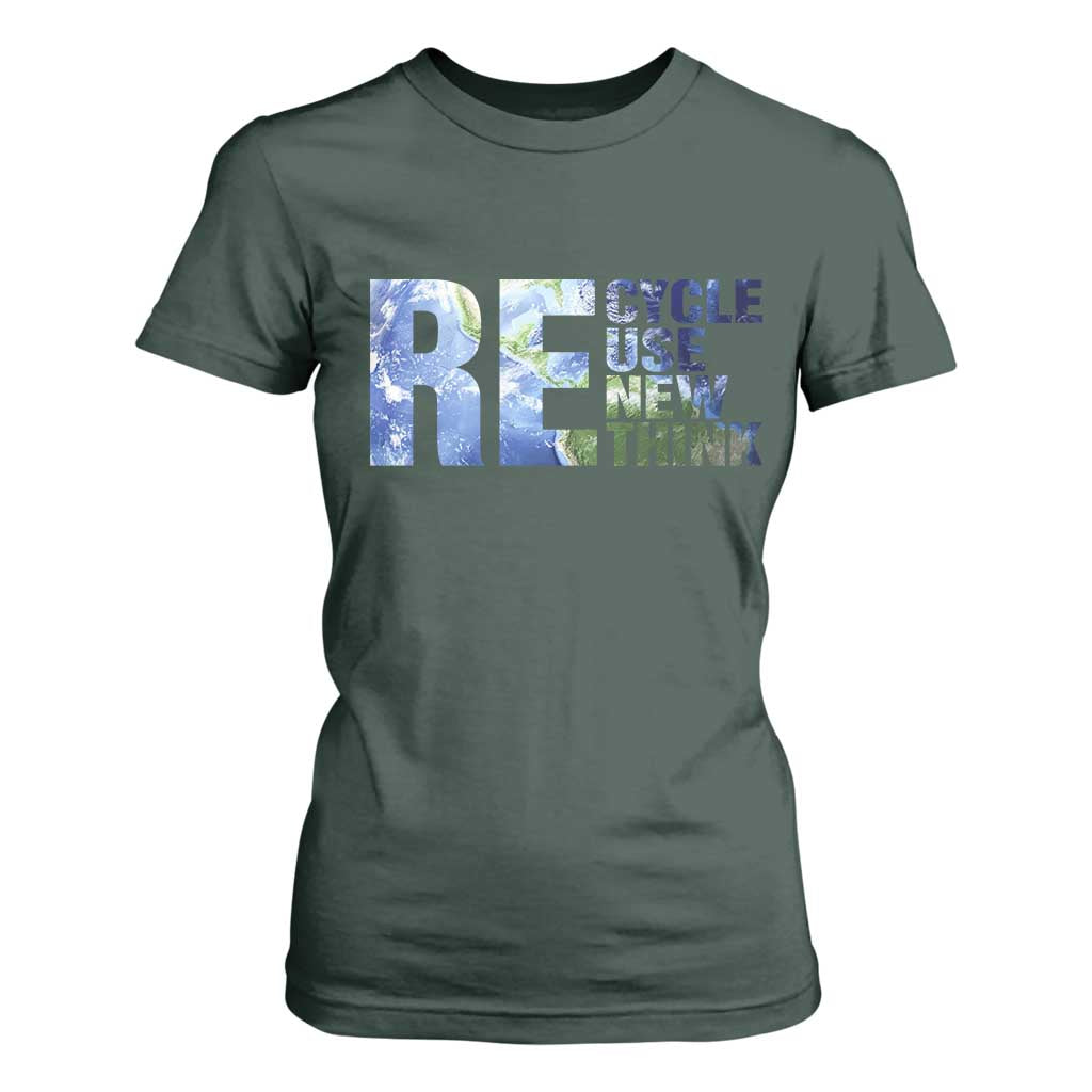 Earth Day T Shirt For Women Recycle Reuse Renew Rethink