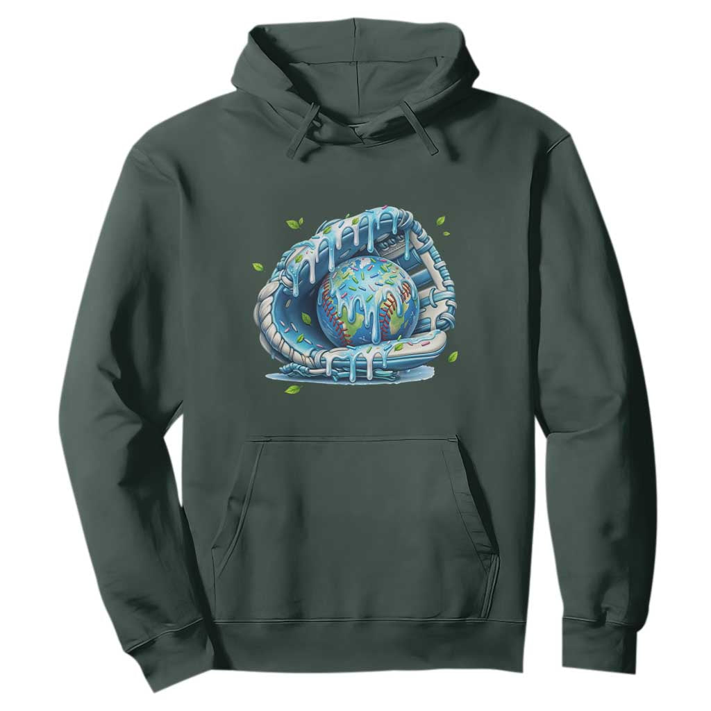 Earth Day Hoodie Funny Baseball Ice Cream Drip Glove Eco Friendly