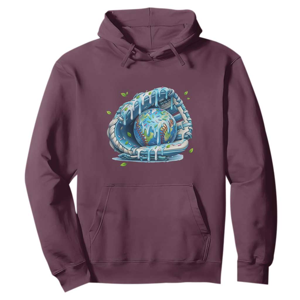 Earth Day Hoodie Funny Baseball Ice Cream Drip Glove Eco Friendly