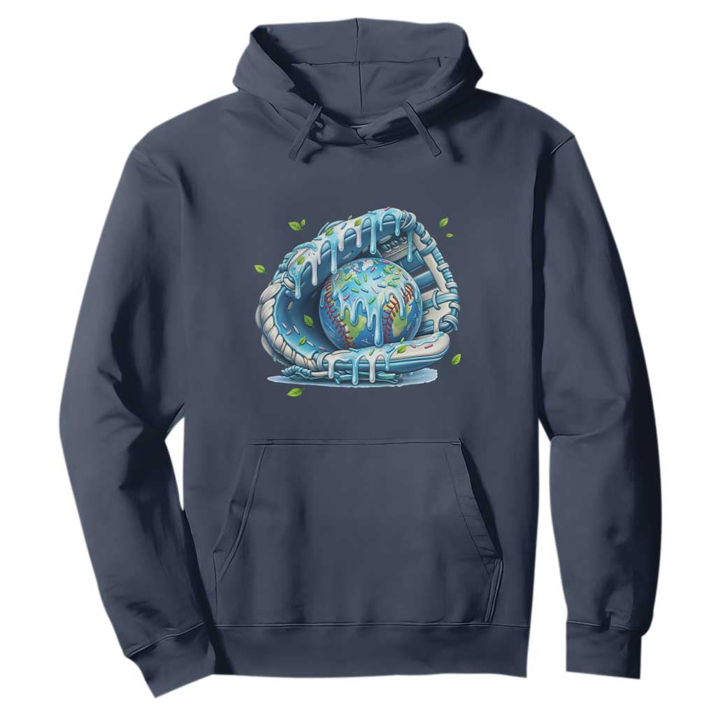 Earth Day Hoodie Funny Baseball Ice Cream Drip Glove Eco Friendly
