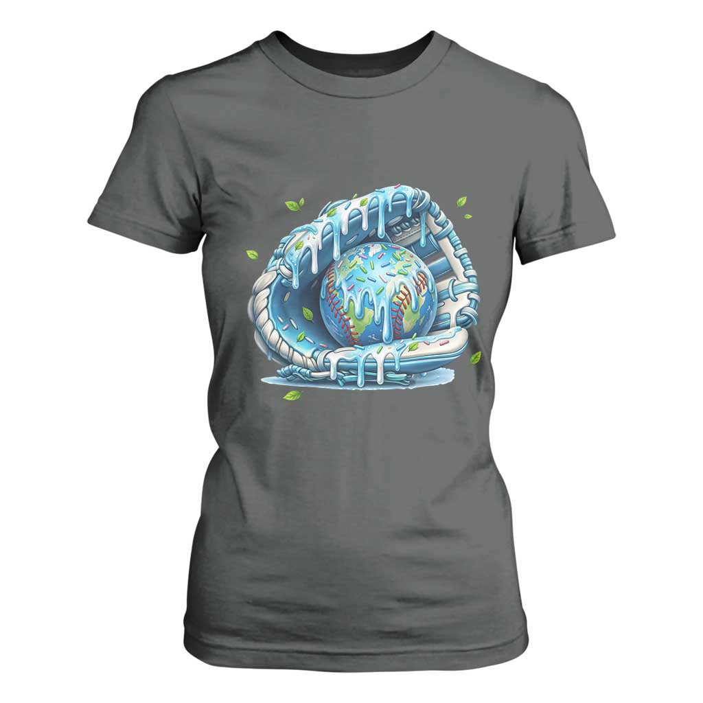 Earth Day T Shirt For Women Funny Baseball Ice Cream Drip Glove Eco Friendly