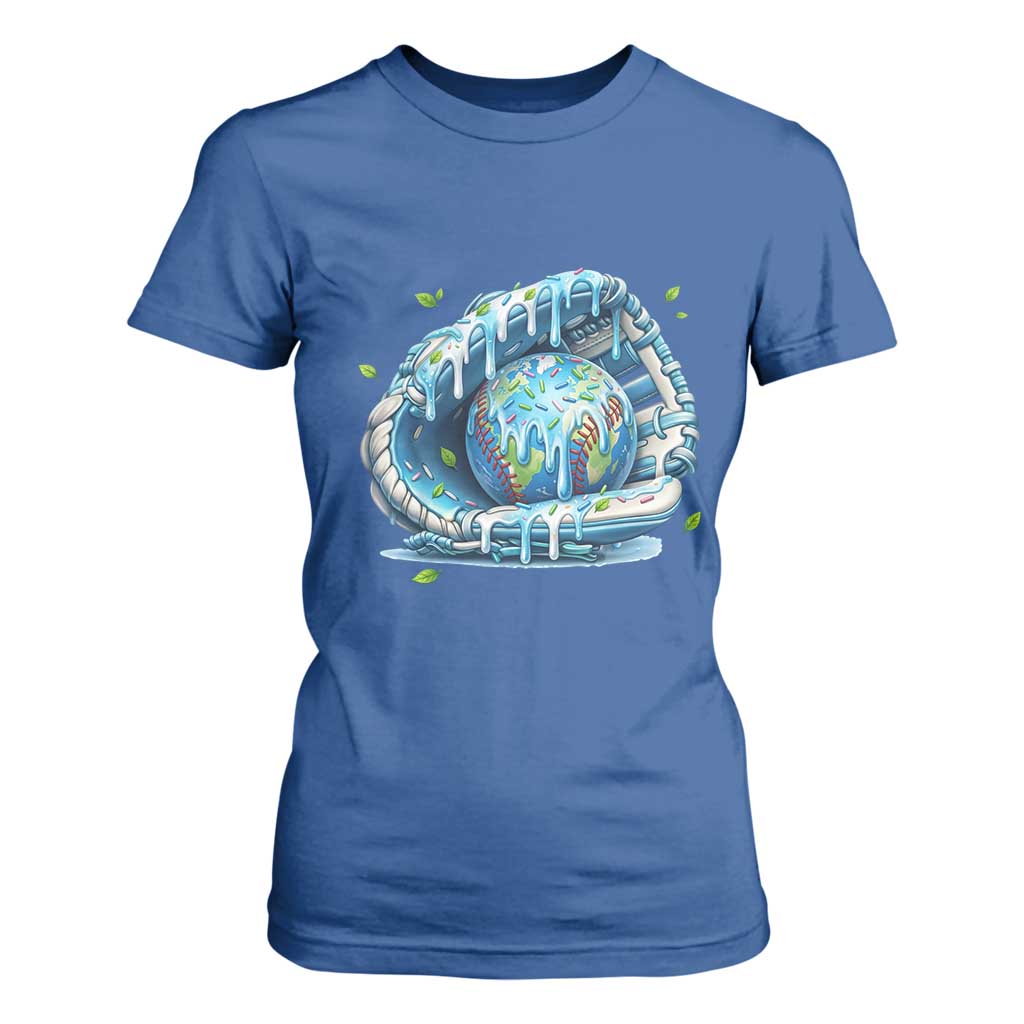 Earth Day T Shirt For Women Funny Baseball Ice Cream Drip Glove Eco Friendly