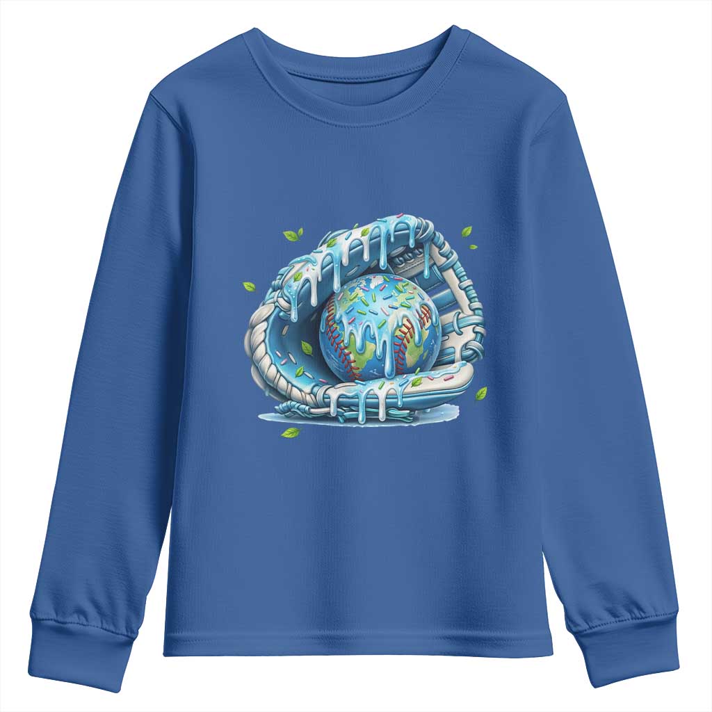 Earth Day Youth Sweatshirt Funny Baseball Ice Cream Drip Glove Eco Friendly