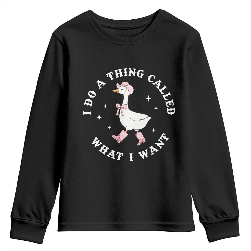 Western Cowgirl Silly Goose Meme Youth Sweatshirt I Do A Thing Called What I Want - African Pride