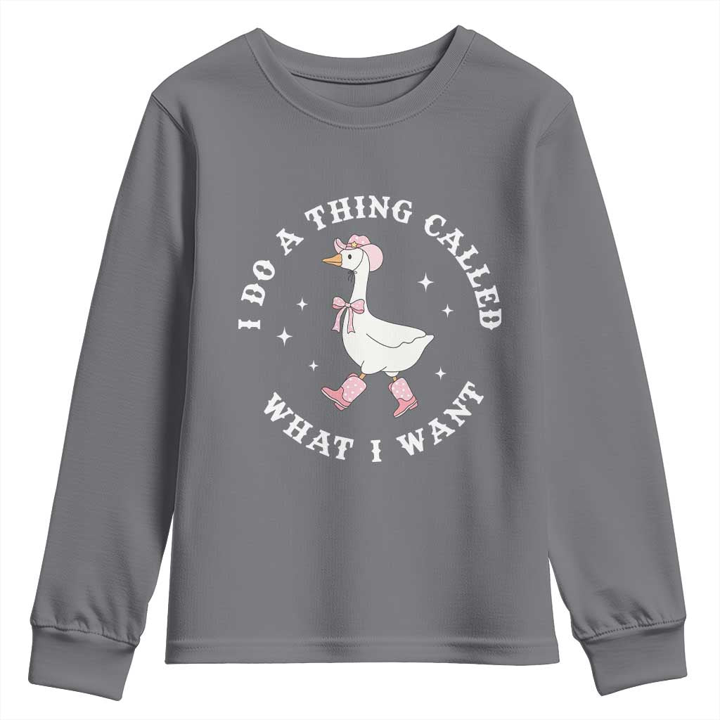 Western Cowgirl Silly Goose Meme Youth Sweatshirt I Do A Thing Called What I Want - African Pride