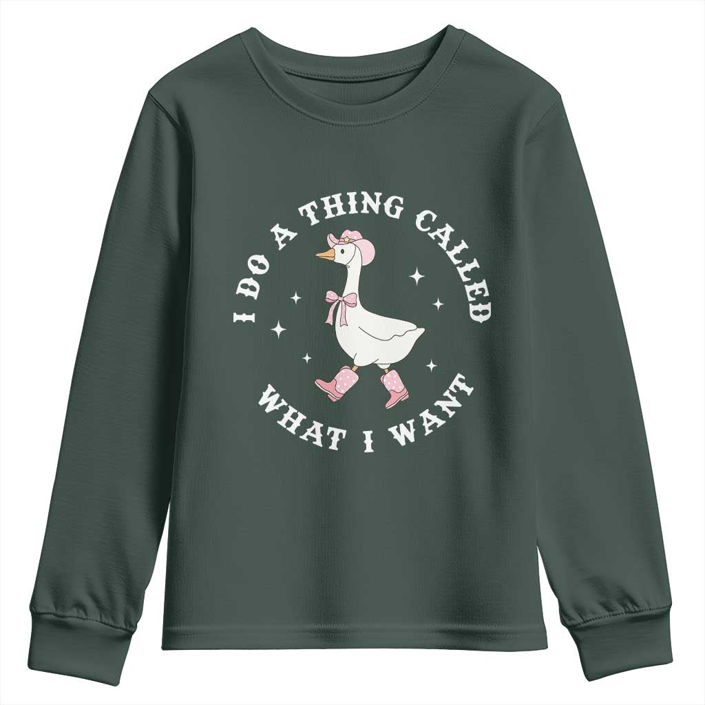 Western Cowgirl Silly Goose Meme Youth Sweatshirt I Do A Thing Called What I Want - African Pride