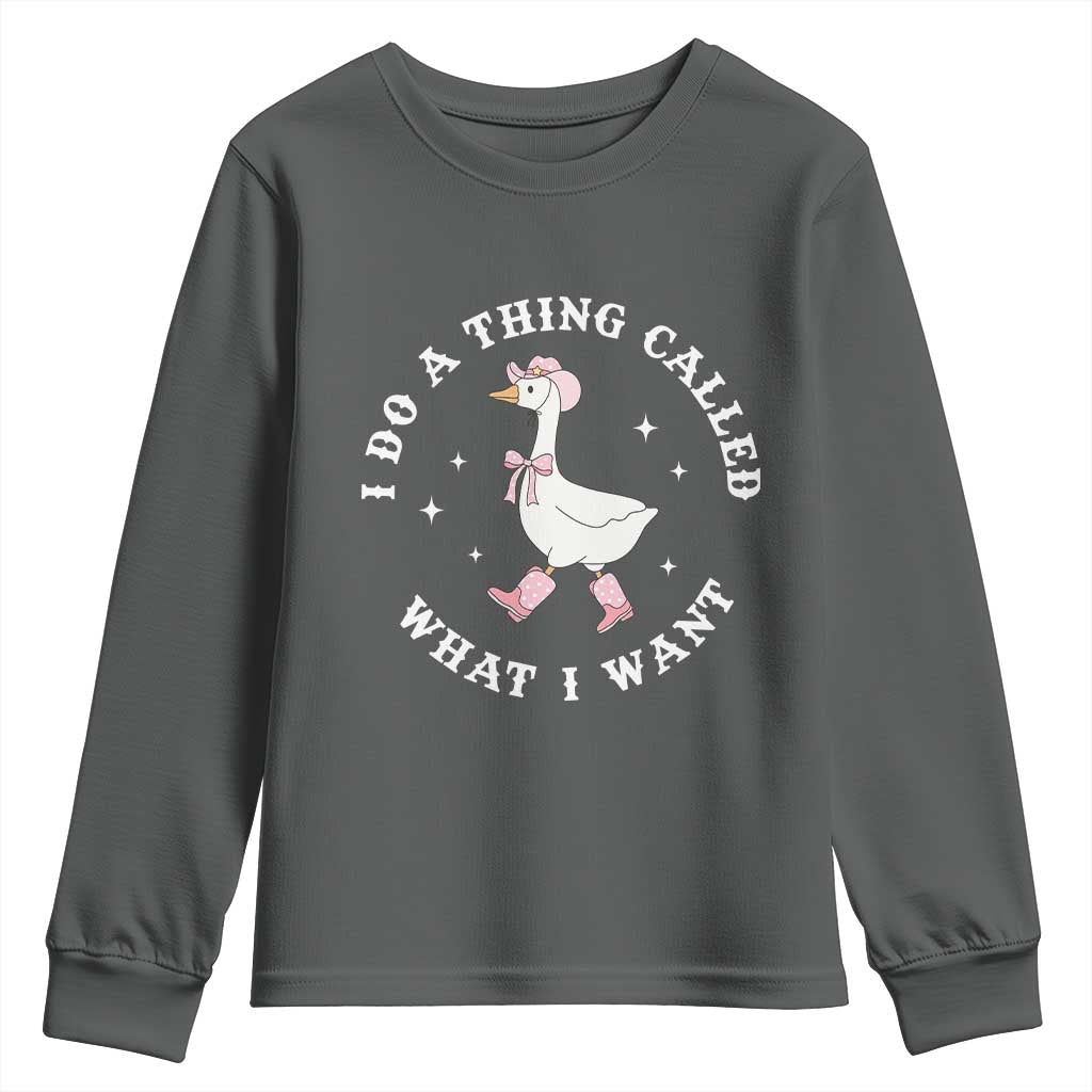 Western Cowgirl Silly Goose Meme Youth Sweatshirt I Do A Thing Called What I Want - African Pride