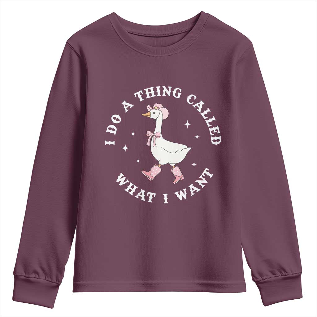 Western Cowgirl Silly Goose Meme Youth Sweatshirt I Do A Thing Called What I Want - African Pride