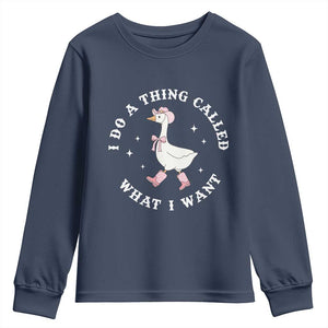 Western Cowgirl Silly Goose Meme Youth Sweatshirt I Do A Thing Called What I Want - African Pride