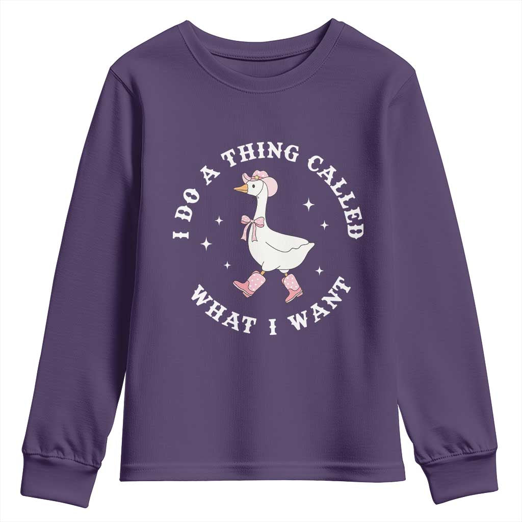 Western Cowgirl Silly Goose Meme Youth Sweatshirt I Do A Thing Called What I Want - African Pride