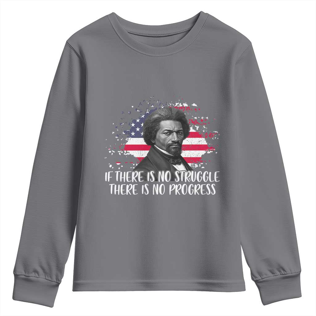 Frederick Douglass American Flag Youth Sweatshirt Is There Is No Struggle There Is No Progress - African Pride