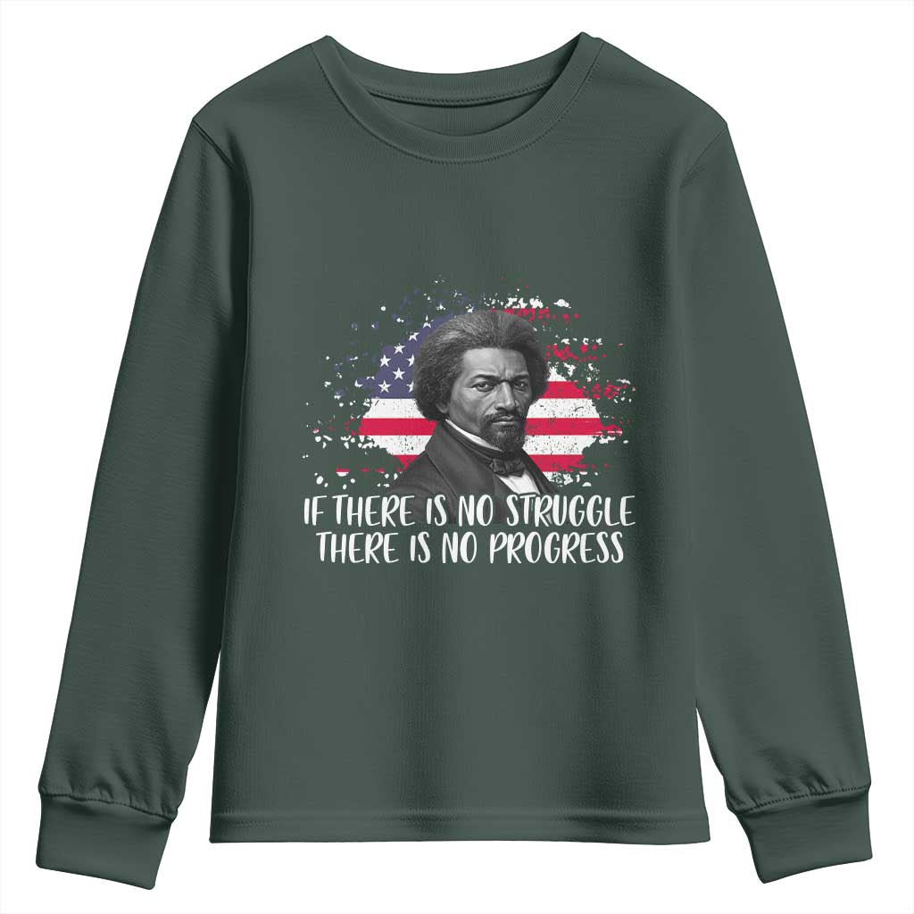 Frederick Douglass American Flag Youth Sweatshirt Is There Is No Struggle There Is No Progress - African Pride