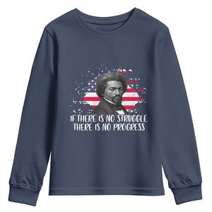 Frederick Douglass American Flag Youth Sweatshirt Is There Is No Struggle There Is No Progress - African Pride