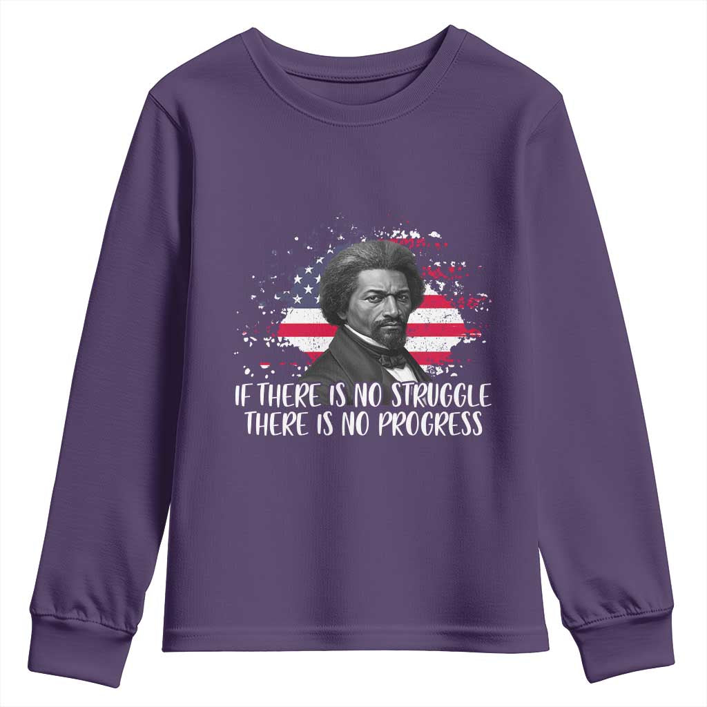 Frederick Douglass American Flag Youth Sweatshirt Is There Is No Struggle There Is No Progress - African Pride