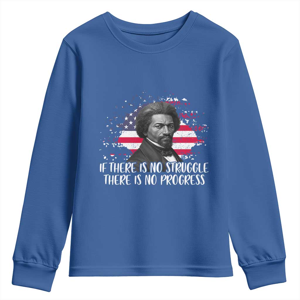 Frederick Douglass American Flag Youth Sweatshirt Is There Is No Struggle There Is No Progress - African Pride