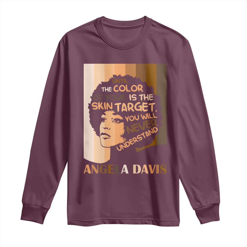 Angela Davis Inspirational Quote Long Sleeve Shirt Black Pride Melanin - African Pride