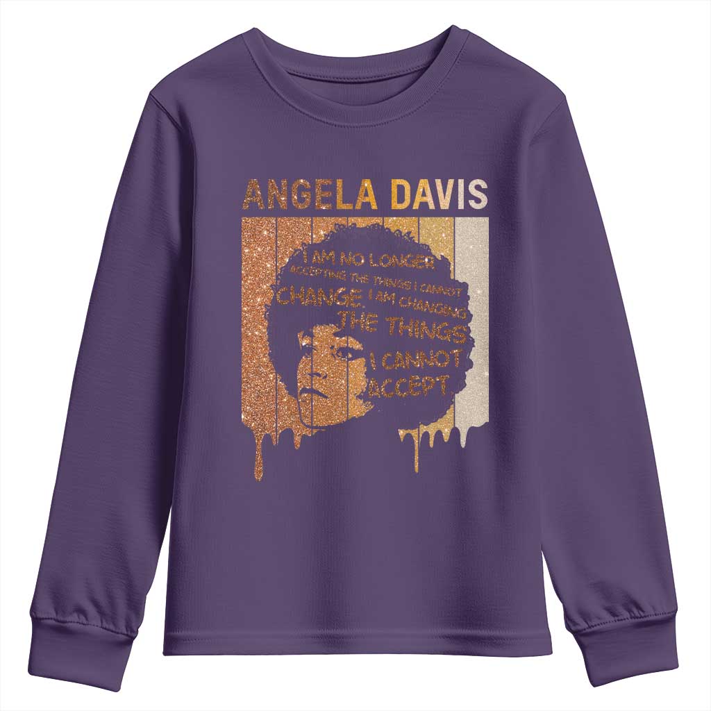 Angela Davis Quote Youth Sweatshirt I Am No Longer Accepting The Things I Cannot Change - African Pride