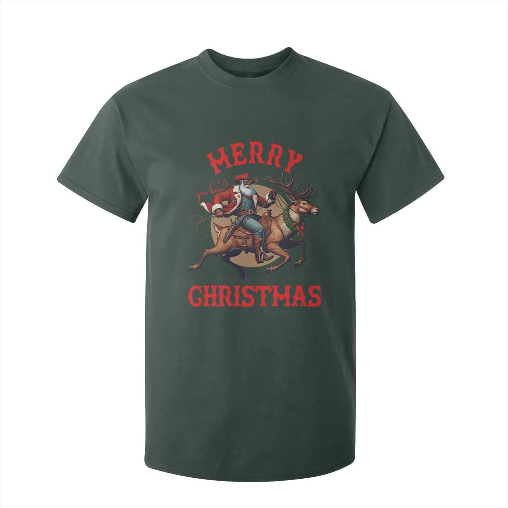 Black Santa Claus T Shirt For Kid African American Cowboy Christmas - African Pride