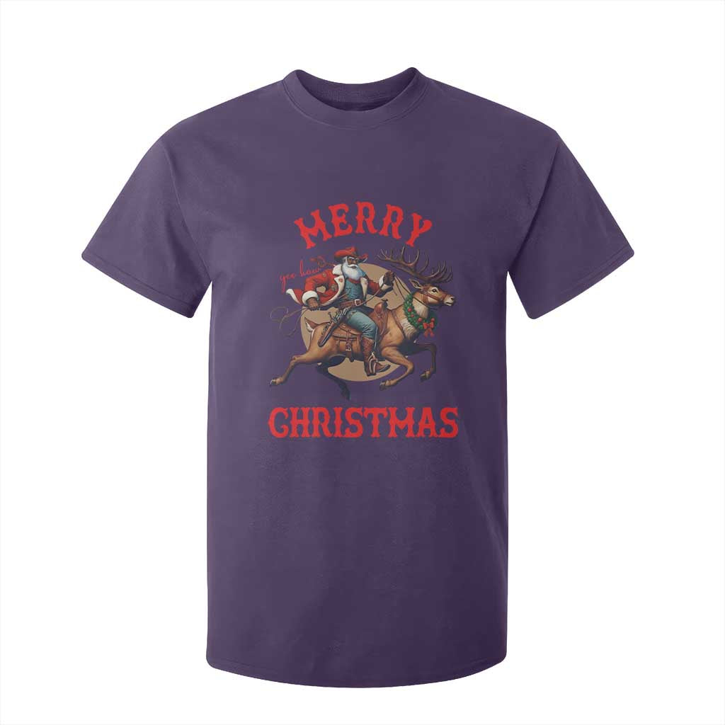 Black Santa Claus T Shirt For Kid African American Cowboy Christmas - African Pride