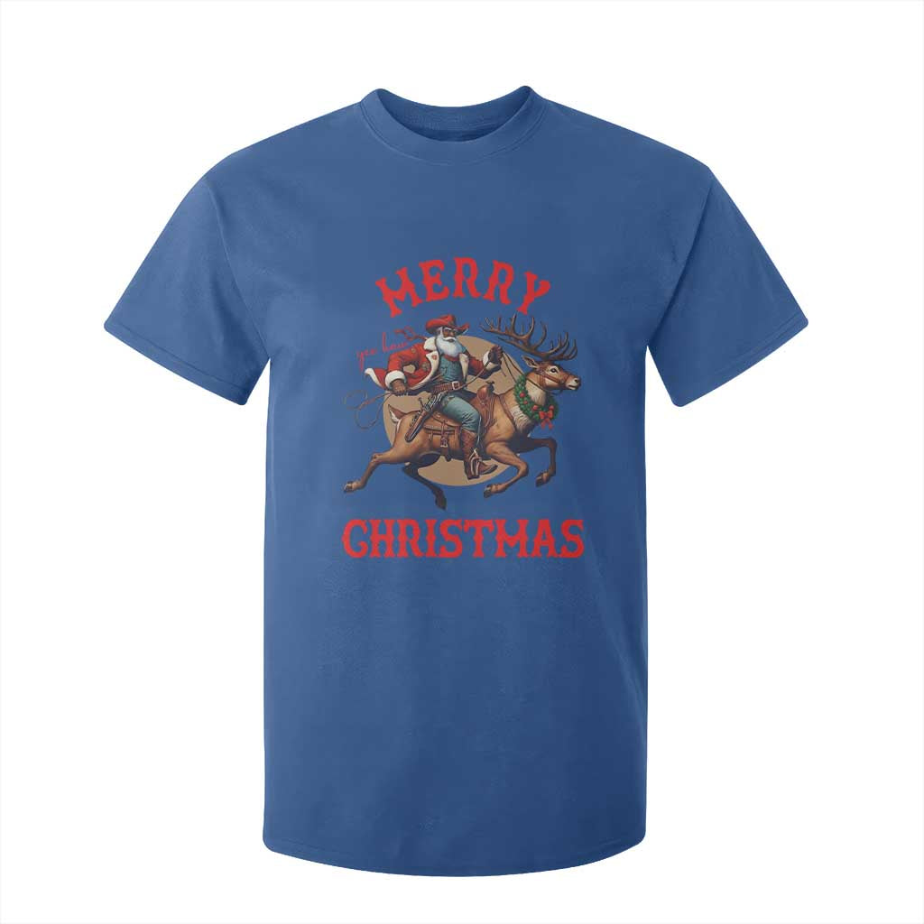 Black Santa Claus T Shirt For Kid African American Cowboy Christmas - African Pride
