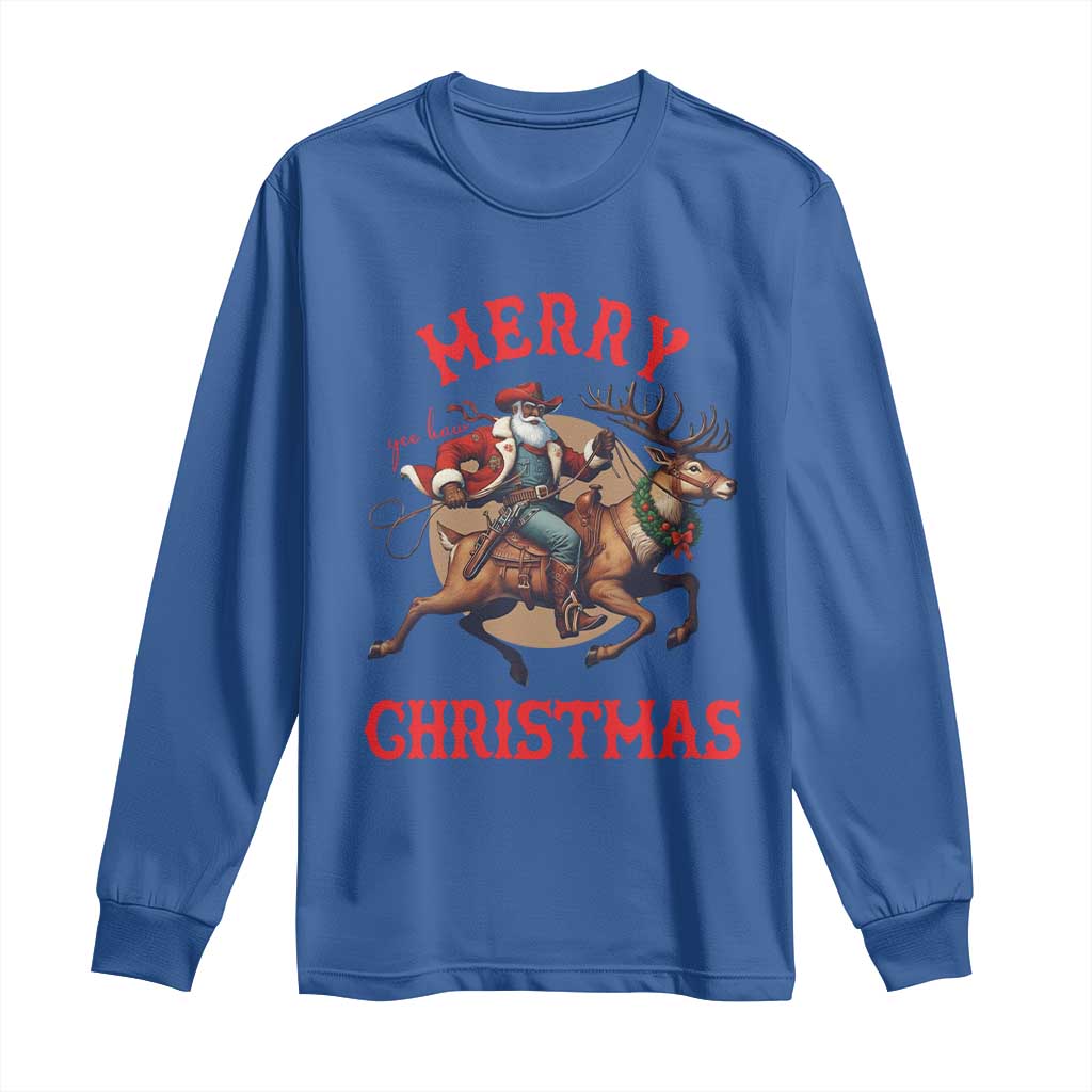 Black Santa Claus Long Sleeve Shirt African American Cowboy Christmas - African Pride