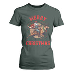 Black Santa Claus T Shirt For Women African American Cowboy Christmas - African Pride