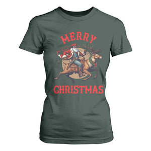 Black Santa Claus T Shirt For Women African American Cowboy Christmas - African Pride