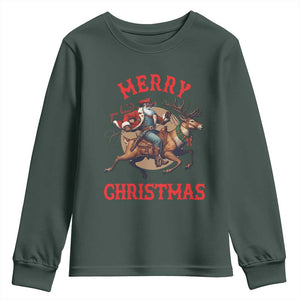 Black Santa Claus Youth Sweatshirt African American Cowboy Christmas - African Pride