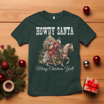 Black Santa Christmas T Shirt African American Western Cowboy - African Pride