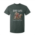 Black Santa Christmas T Shirt For Kid African American Western Cowboy - African Pride