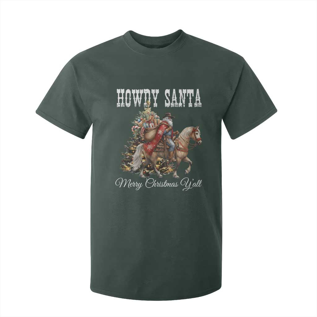 Black Santa Christmas T Shirt For Kid African American Western Cowboy - African Pride