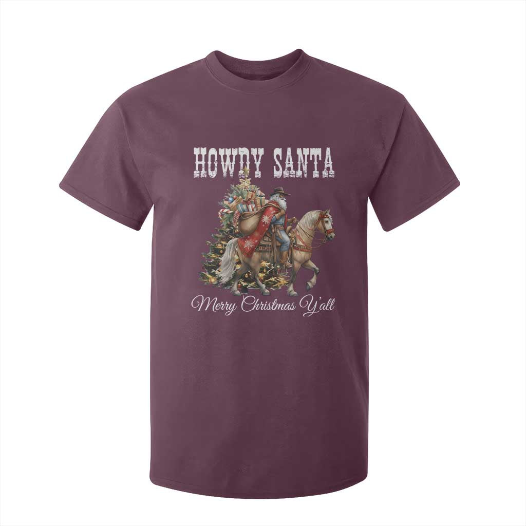 Black Santa Christmas T Shirt For Kid African American Western Cowboy - African Pride