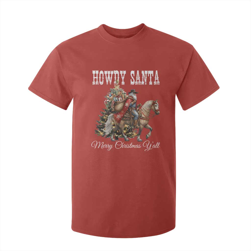 Black Santa Christmas T Shirt For Kid African American Western Cowboy - African Pride