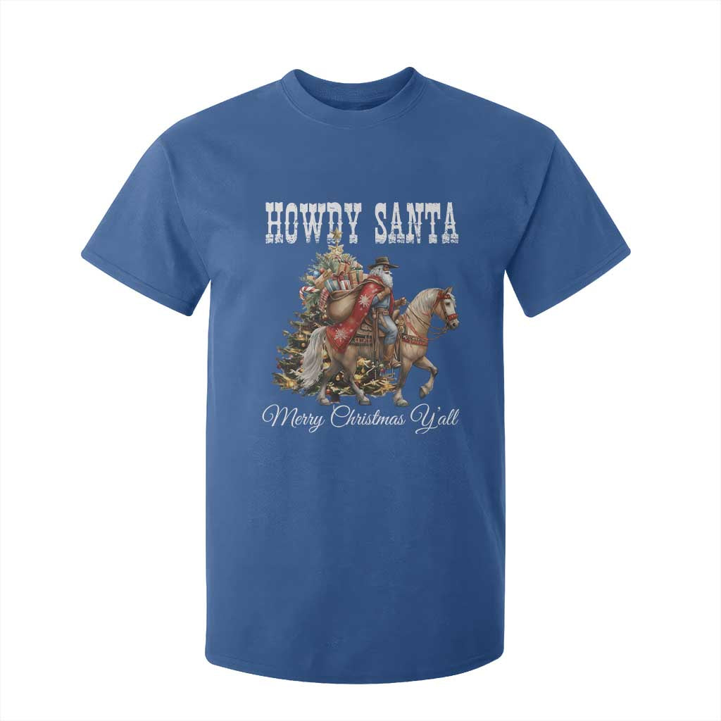 Black Santa Christmas T Shirt For Kid African American Western Cowboy - African Pride
