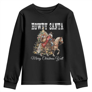 Black Santa Christmas Youth Sweatshirt African American Western Cowboy - African Pride