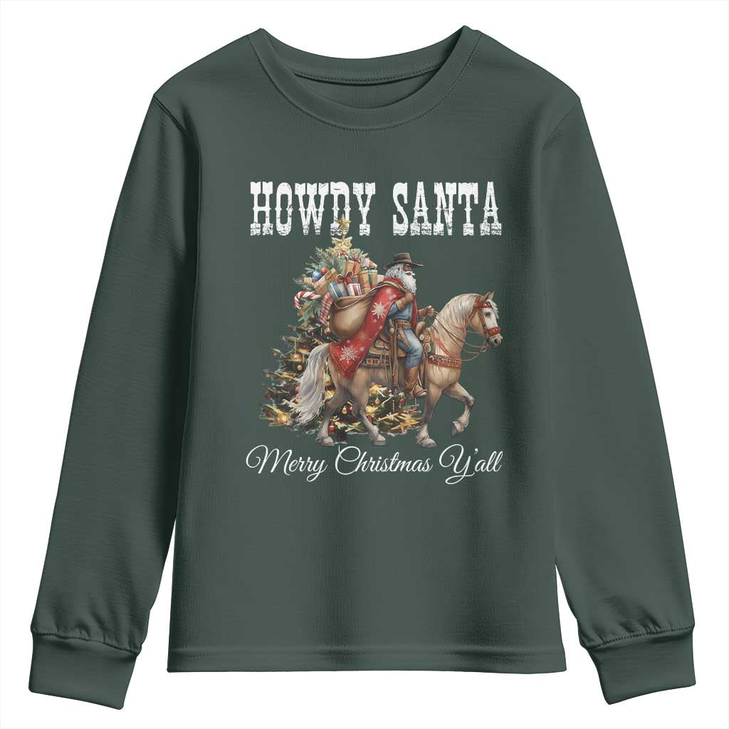 Black Santa Christmas Youth Sweatshirt African American Western Cowboy - African Pride