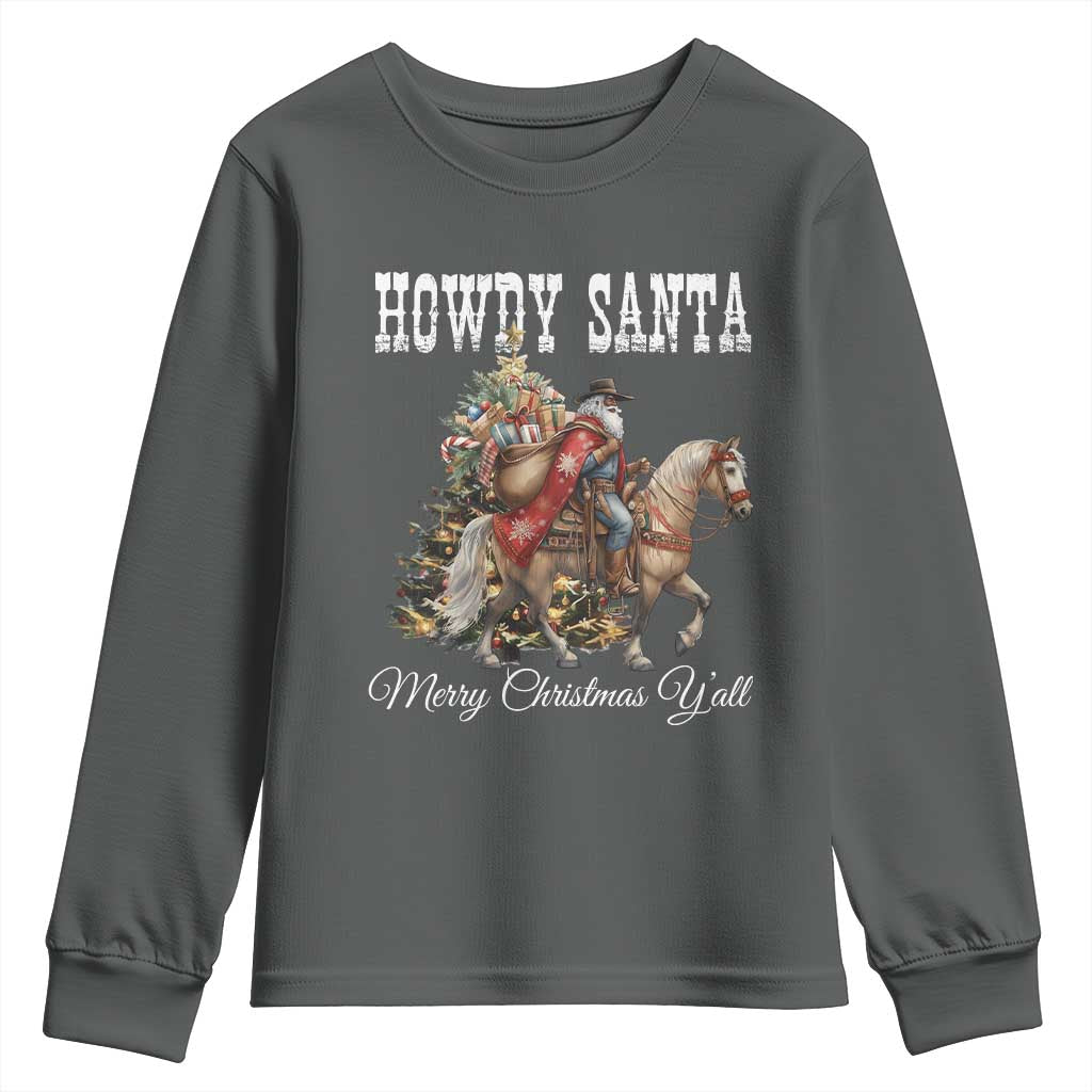 Black Santa Christmas Youth Sweatshirt African American Western Cowboy - African Pride