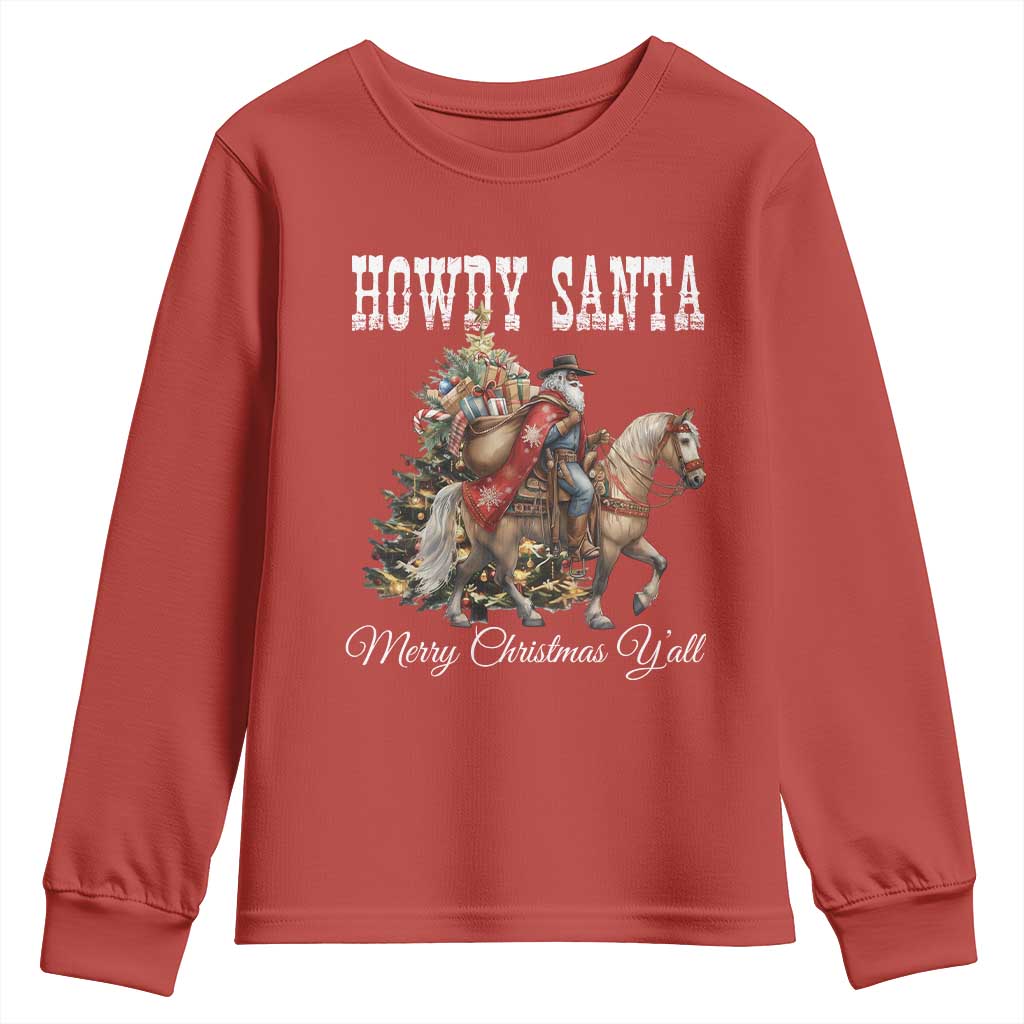 Black Santa Christmas Youth Sweatshirt African American Western Cowboy - African Pride