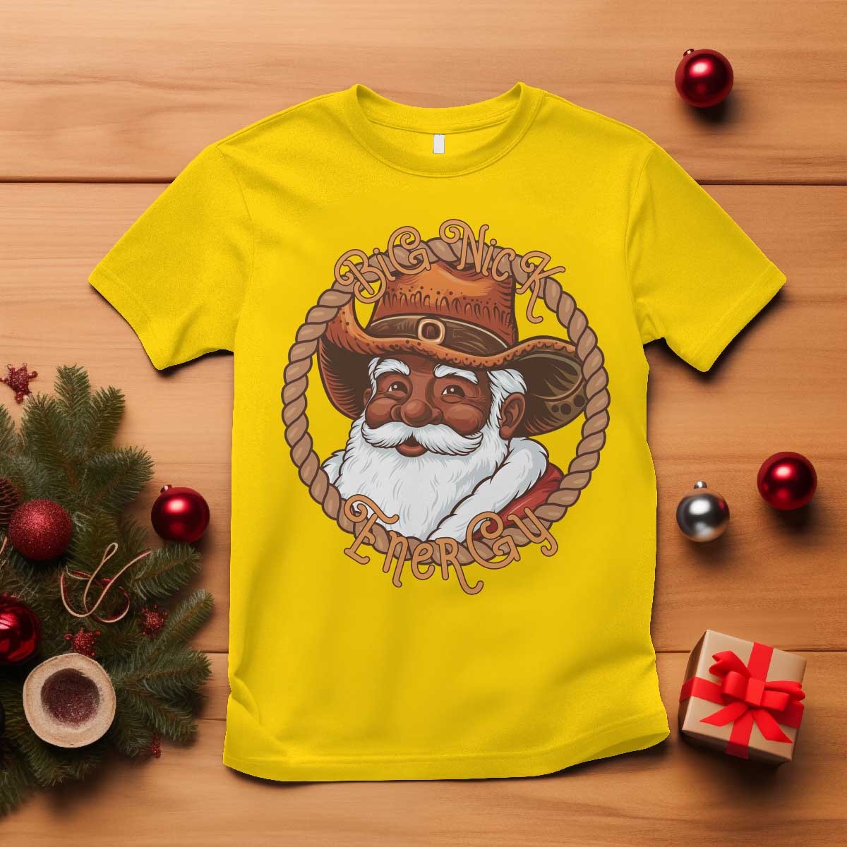 Black Santa Christmas T Shirt Big Nick Energy - African Pride